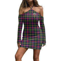 Logan Modern Tartan Crest Halter Lace-up Dress