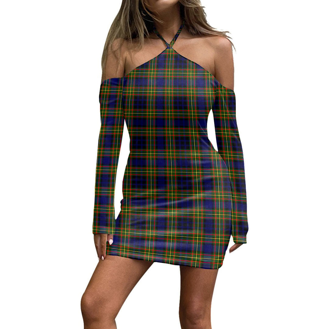 Clelland Modern Tartan Plaid Halter Lace-up Dress