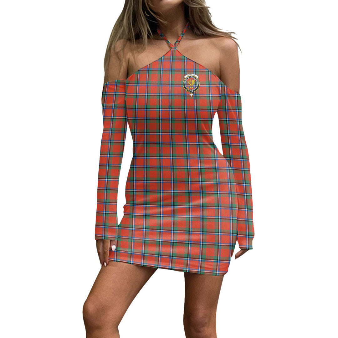 Sinclair Ancient Tartan Crest Halter Lace-up Dress