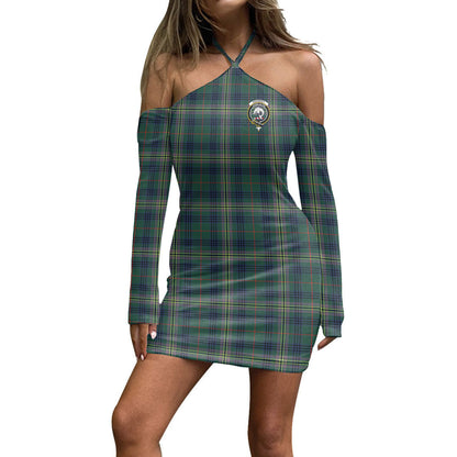 Kennedy Modern Tartan Crest Halter Lace-up Dress