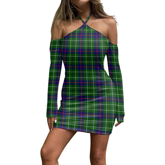 Duncan Modern Tartan Plaid Halter Lace-up Dress