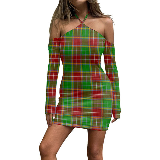 Baxter Modern Tartan Plaid Halter Lace-up Dress