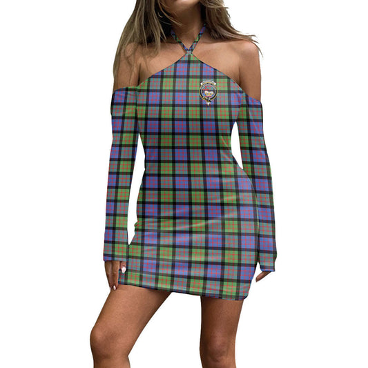 MacDonald Ancient Tartan Crest Halter Lace-up Dress