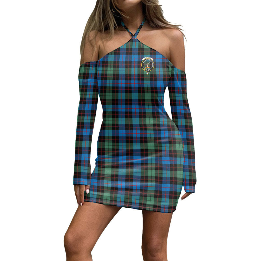 Guthrie Ancient Tartan Crest Halter Lace-up Dress