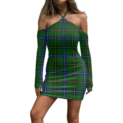 Henderson Modern Tartan Plaid Halter Lace-up Dress