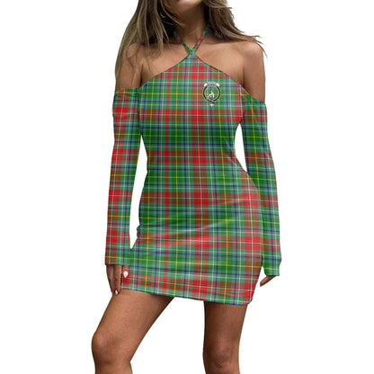 Muirhead Tartan Crest Halter Lace-up Dress