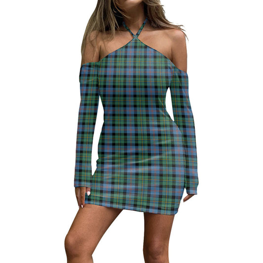 Malcolm Ancient Tartan Plaid Halter Lace-up Dress