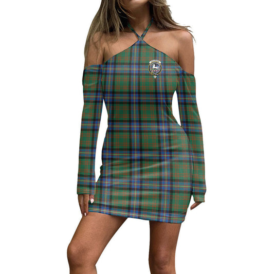 Cochrane Ancient Tartan Crest Halter Lace-up Dress