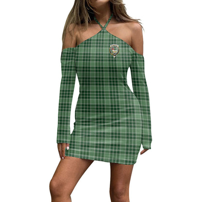 MacDonald Lord of the Isles Hunting Tartan Crest Halter Lace-up Dress