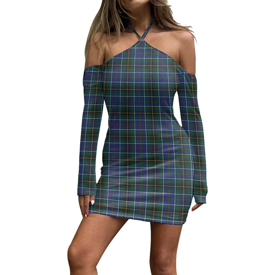 MacInnes Modern Tartan Plaid Halter Lace-up Dress