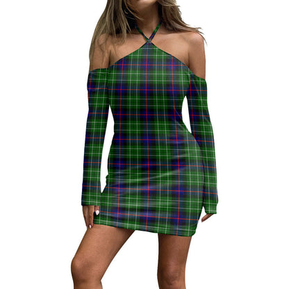 Leslie Hunting Tartan Plaid Halter Lace-up Dress