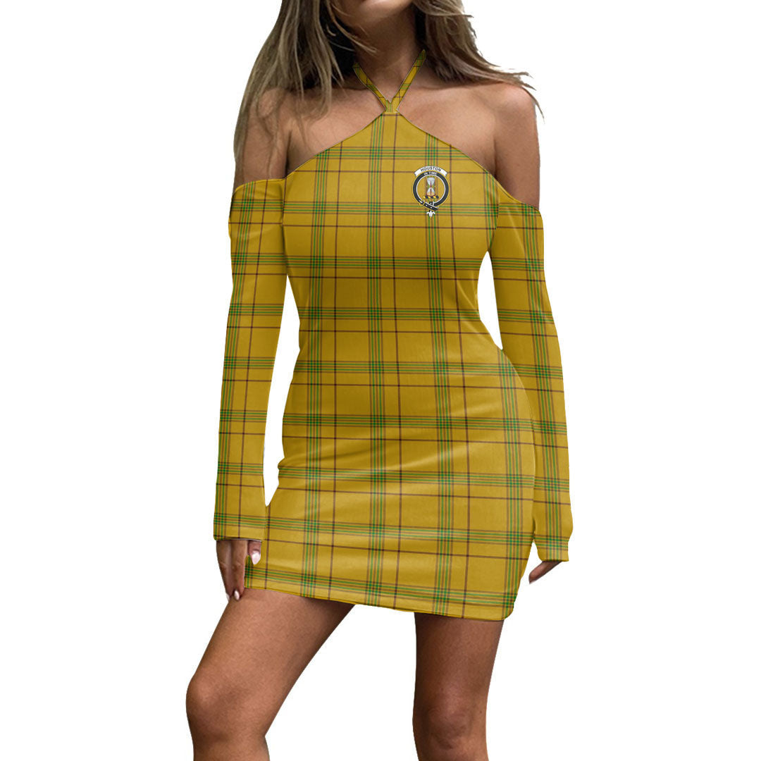 Houston Tartan Crest Halter Lace-up Dress