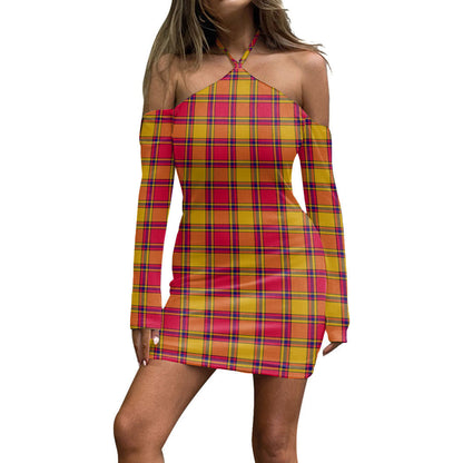 Scrymgeour Tartan Plaid Halter Lace-up Dress