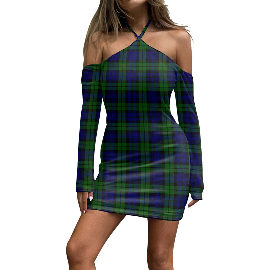 Campbell Modern Tartan Plaid Halter Lace-up Dress