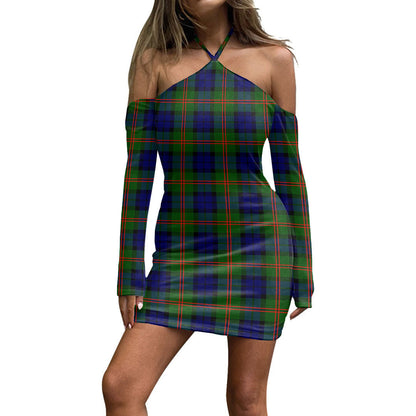 Dundas Modern 02 Tartan Plaid Halter Lace-up Dress