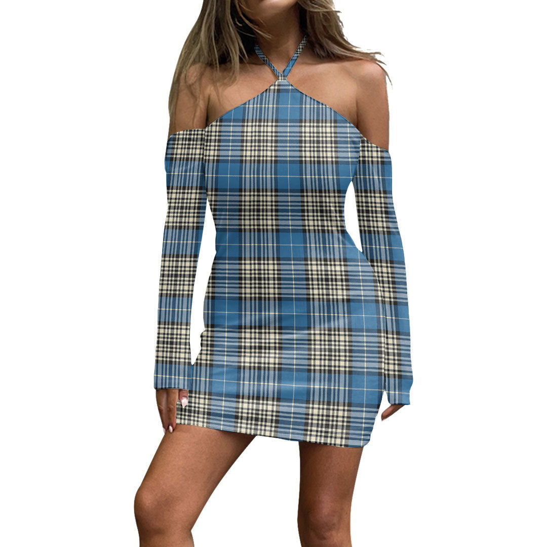 Napier Ancient Tartan Plaid Halter Lace-up Dress