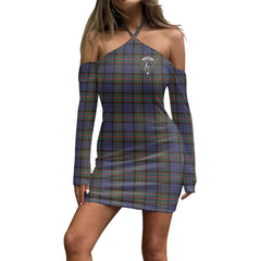 Fletcher of Dunans Tartan Crest Halter Lace-up Dress