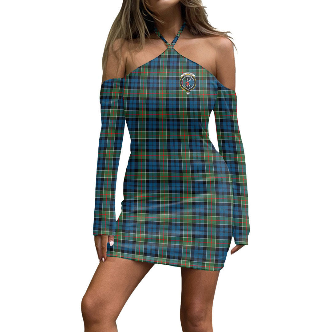 Colquhoun Ancient Tartan Crest Halter Lace-up Dress