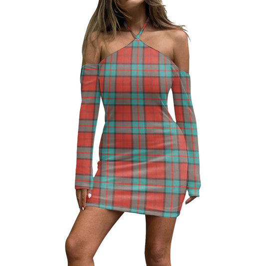 Dunbar Ancient Tartan Plaid Halter Lace-up Dress