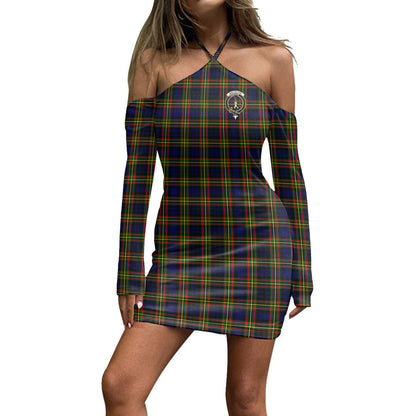 MacLellan Modern Tartan Crest Halter Lace-up Dress