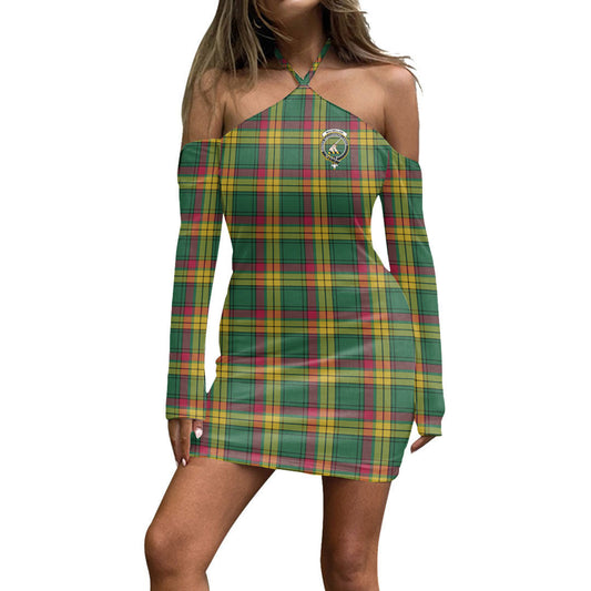 MacMillan Old Ancient Tartan Crest Halter Lace-up Dress