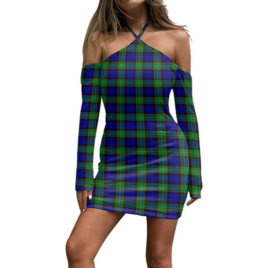 Sempill Modern Tartan Plaid Halter Lace-up Dress