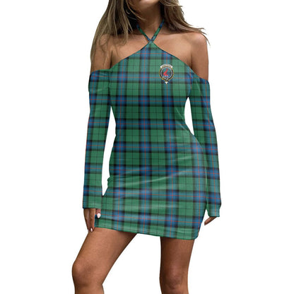 Armstrong Ancient Tartan Crest Halter Lace-up Dress