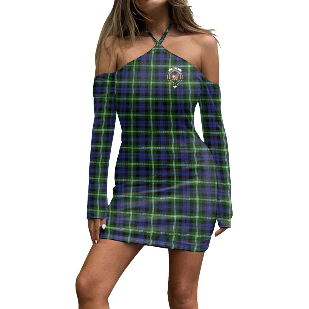 Baillie Modern Tartan Crest Halter Lace-up Dress