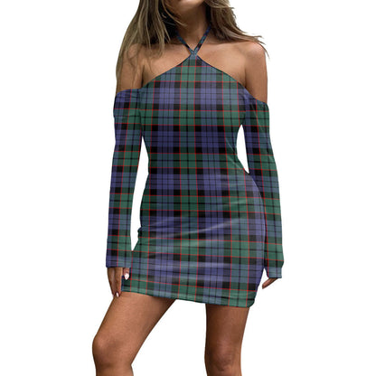 Fletcher Modern Tartan Plaid Halter Lace-up Dress