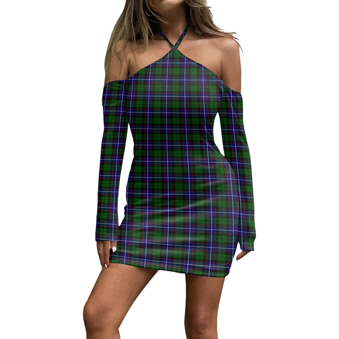 Russell Modern Tartan Plaid Halter Lace-up Dress