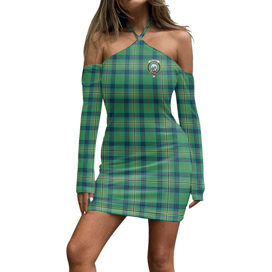 Kennedy Ancient Tartan Crest Halter Lace-up Dress