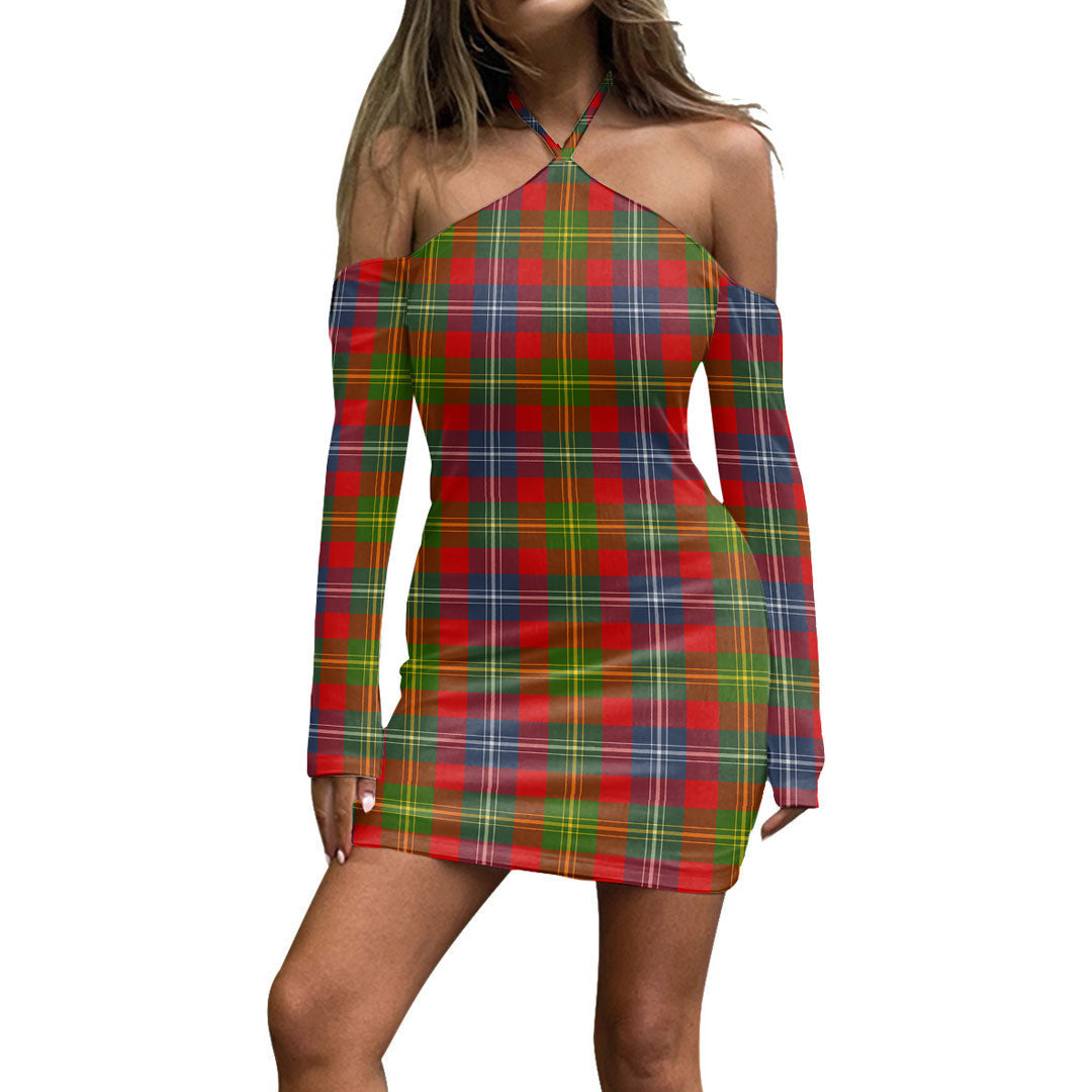 Forrester Tartan Plaid Halter Lace-up Dress