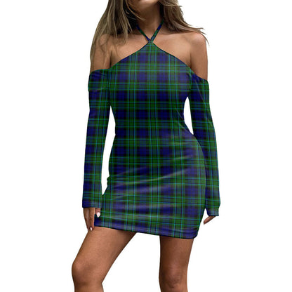 MacCallum Modern Tartan Plaid Halter Lace-up Dress