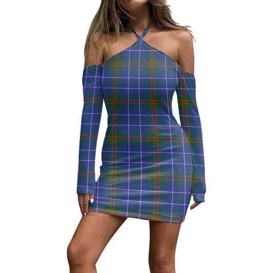 Edmonstone Tartan Plaid Halter Lace-up Dress