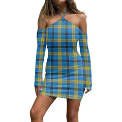 Laing Tartan Plaid Halter Lace-up Dress