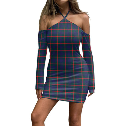 Agnew Modern Tartan Plaid Halter Lace-up Dress