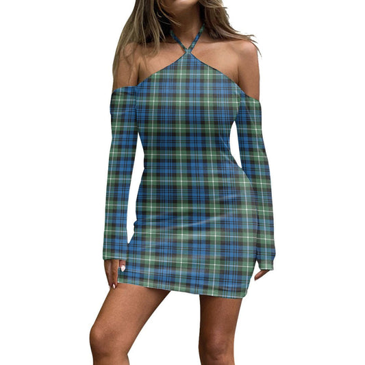 Lamont Ancient Tartan Plaid Halter Lace-up Dress