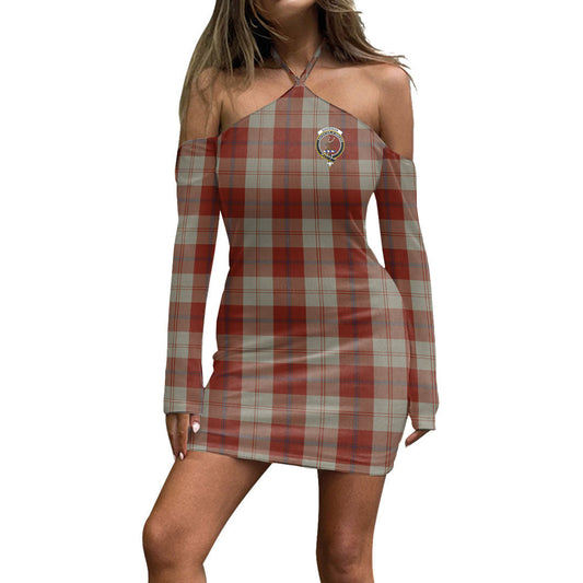 Davidson Dress Dancers Tartan Crest Halter Lace-up Dress