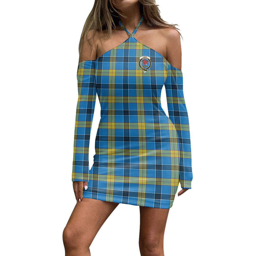 Laing Tartan Crest Halter Lace-up Dress