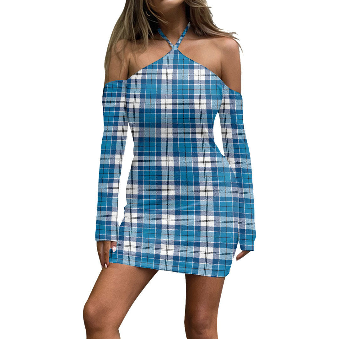 Roberton Tartan Plaid Halter Lace-up Dress