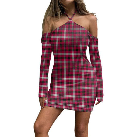 Little Tartan Plaid Halter Lace-up Dress