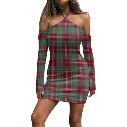 Crawford Modern Tartan Plaid Halter Lace-up Dress