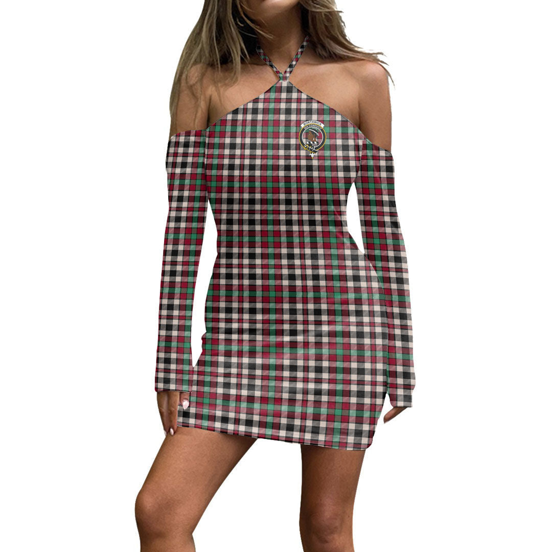 Borthwick Dress Ancient Tartan Crest Halter Lace-up Dress