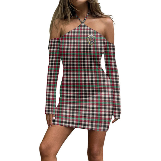 Borthwick Dress Ancient Tartan Crest Halter Lace-up Dress