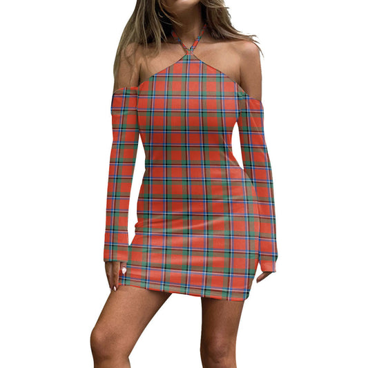 Sinclair Ancient Tartan Plaid Halter Lace-up Dress