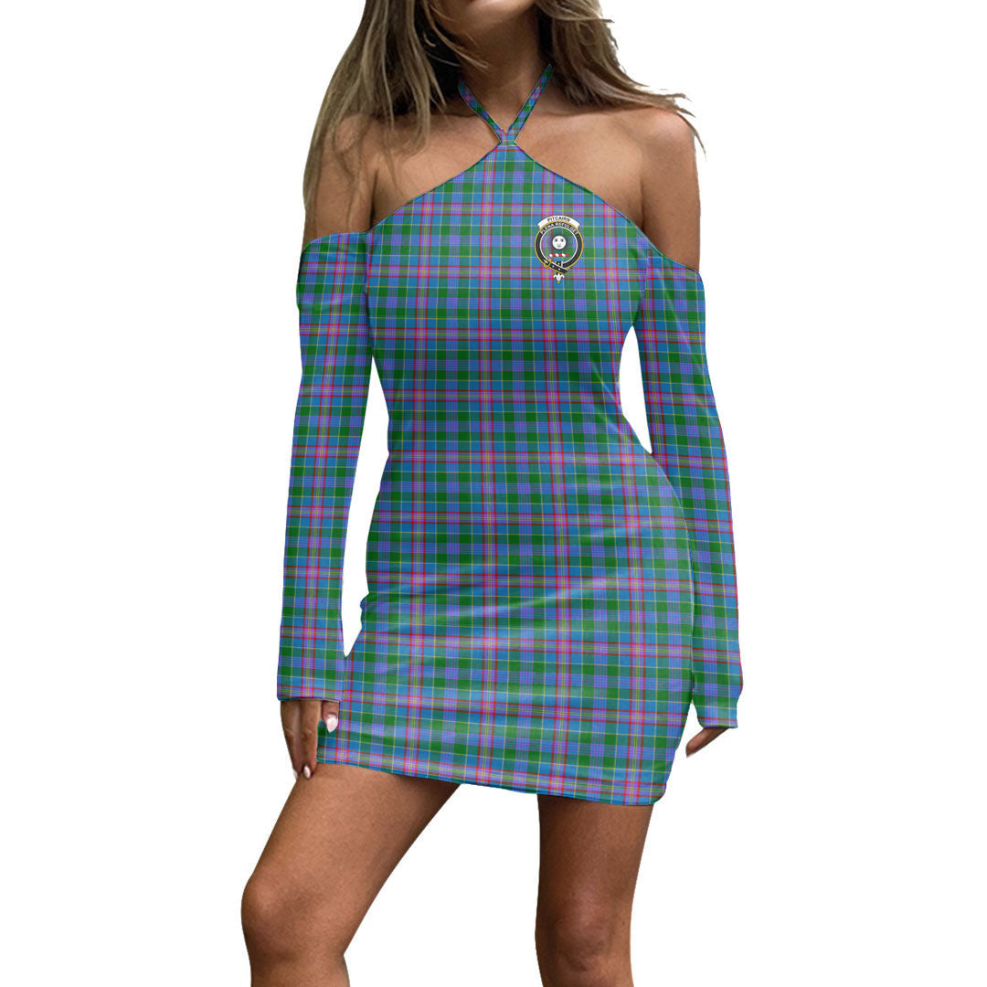 Pitcairn Hunting Tartan Crest Halter Lace-up Dress