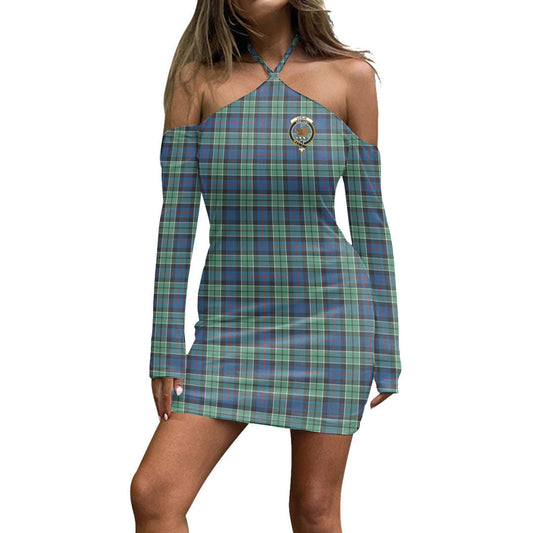 Leslie Hunting Ancient Tartan Crest Halter Lace-up Dress