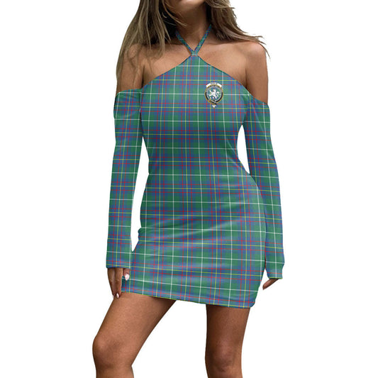 Inglis Ancient Tartan Crest Halter Lace-up Dress