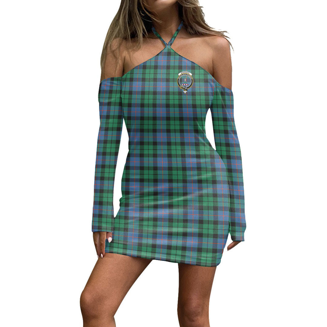 Morrison Ancient Tartan Crest Halter Lace-up Dress