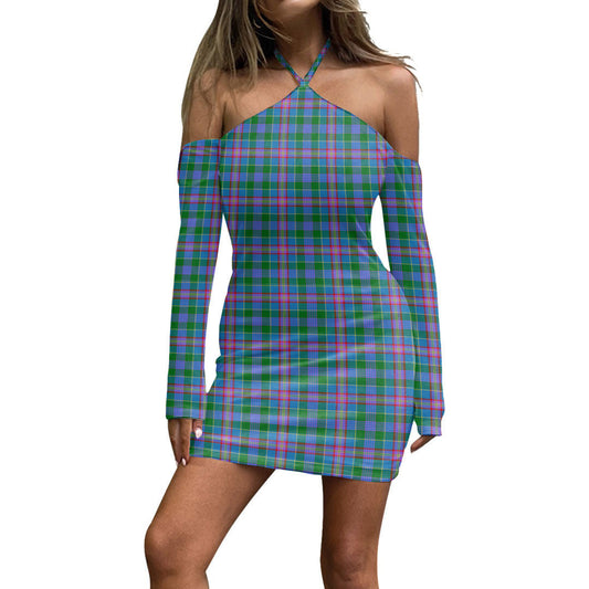 Pitcairn Hunting Tartan Plaid Halter Lace-up Dress